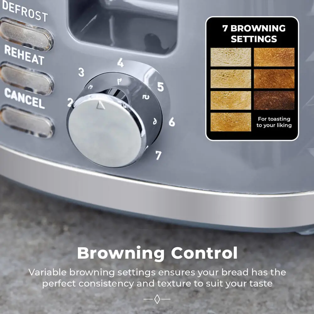 Tower Solitaire Grey 2 Slice Toaster